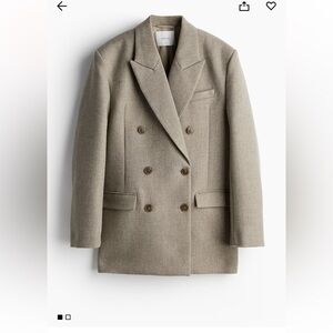 H&M Edition Beige Double-Breasted oversized Blazer